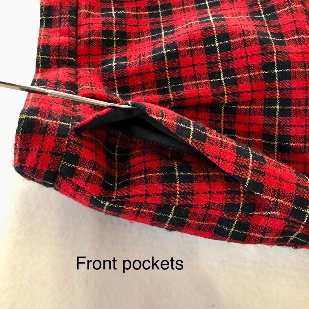 Pendleton Tartan Plaid Wool Pencil Skirt Lined Red Black (00 XXS Petite)